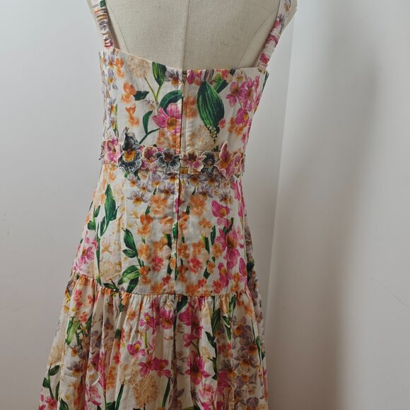 Lima Jardiniera Tiered Floral Linen Maxi Dress - Picture 11 of 15
